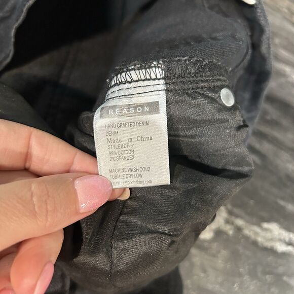 Reason Mens Jeans 34x28 Distressed Indie Hip Hop Streetwear Hand Crafted Denim - Picture 9 of 14